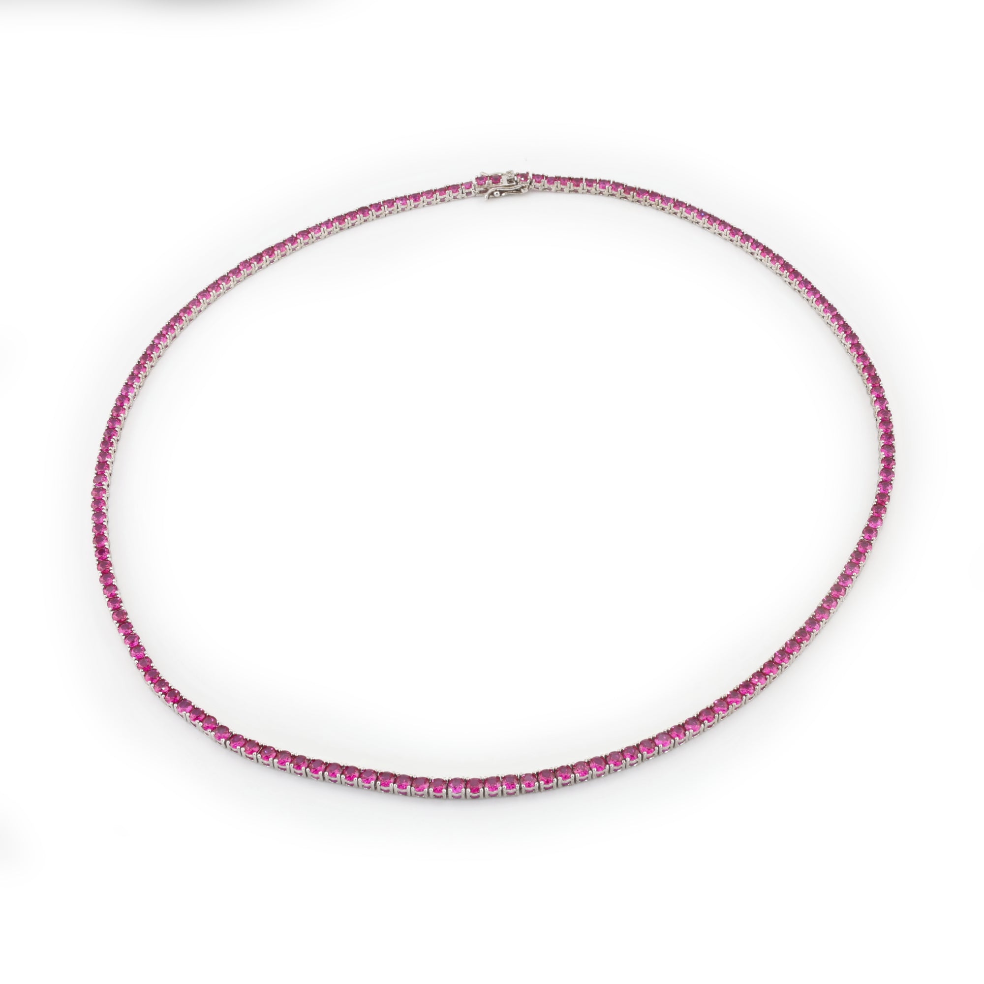Ruby Refined Cut (3MM) Glacier White Tennis Necklace