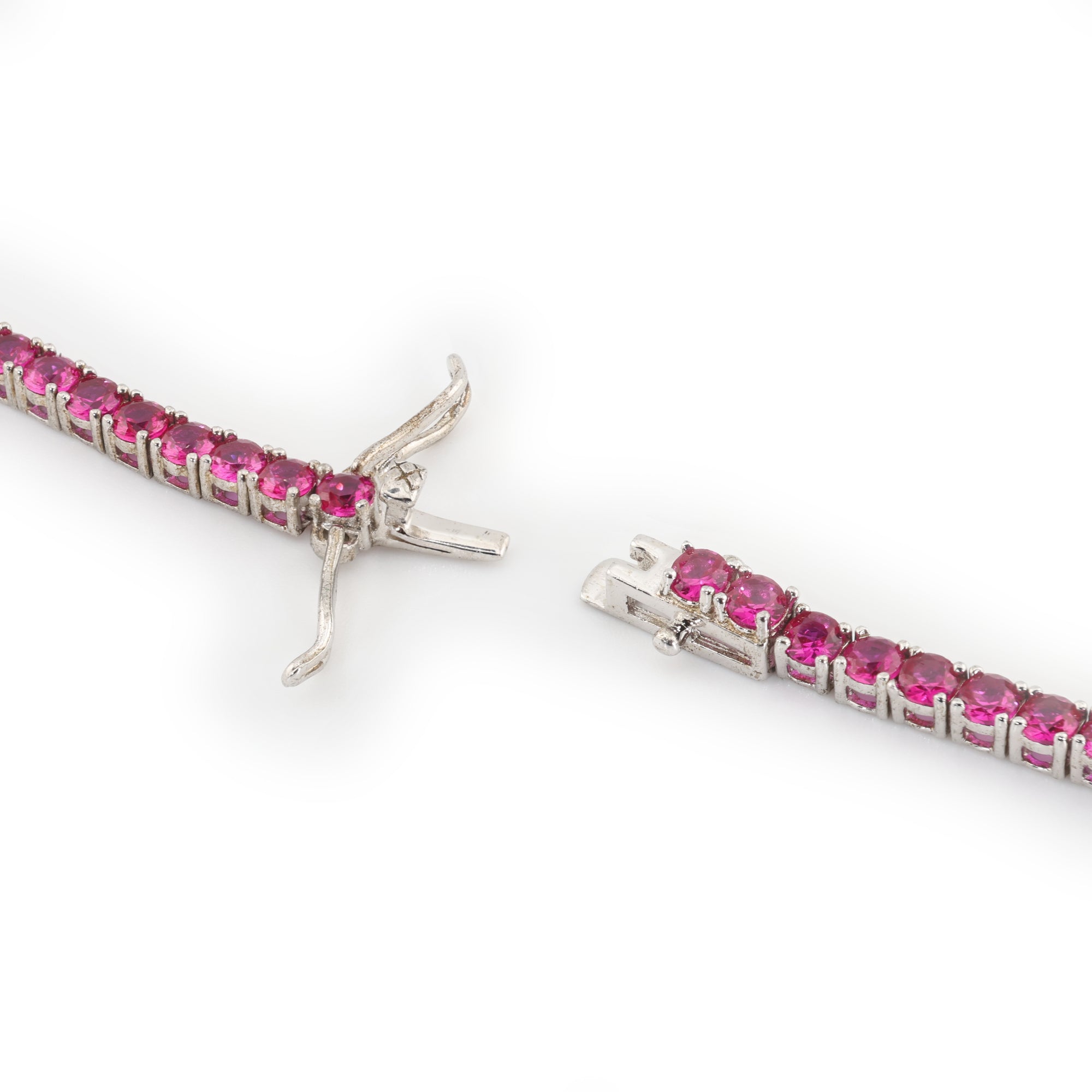 Ruby Refined Cut (3MM) Glacier White Tennis Necklace