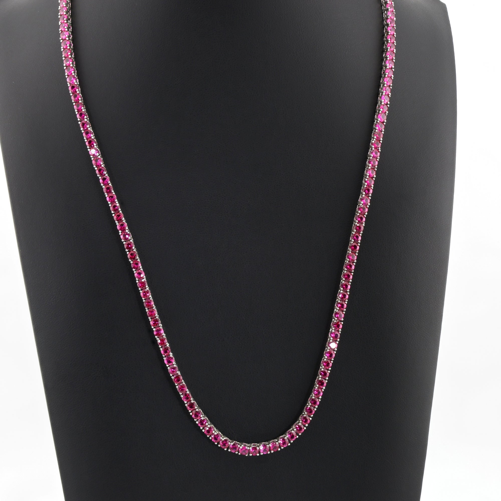 Ruby Refined Cut (3MM) Glacier White Tennis Necklace
