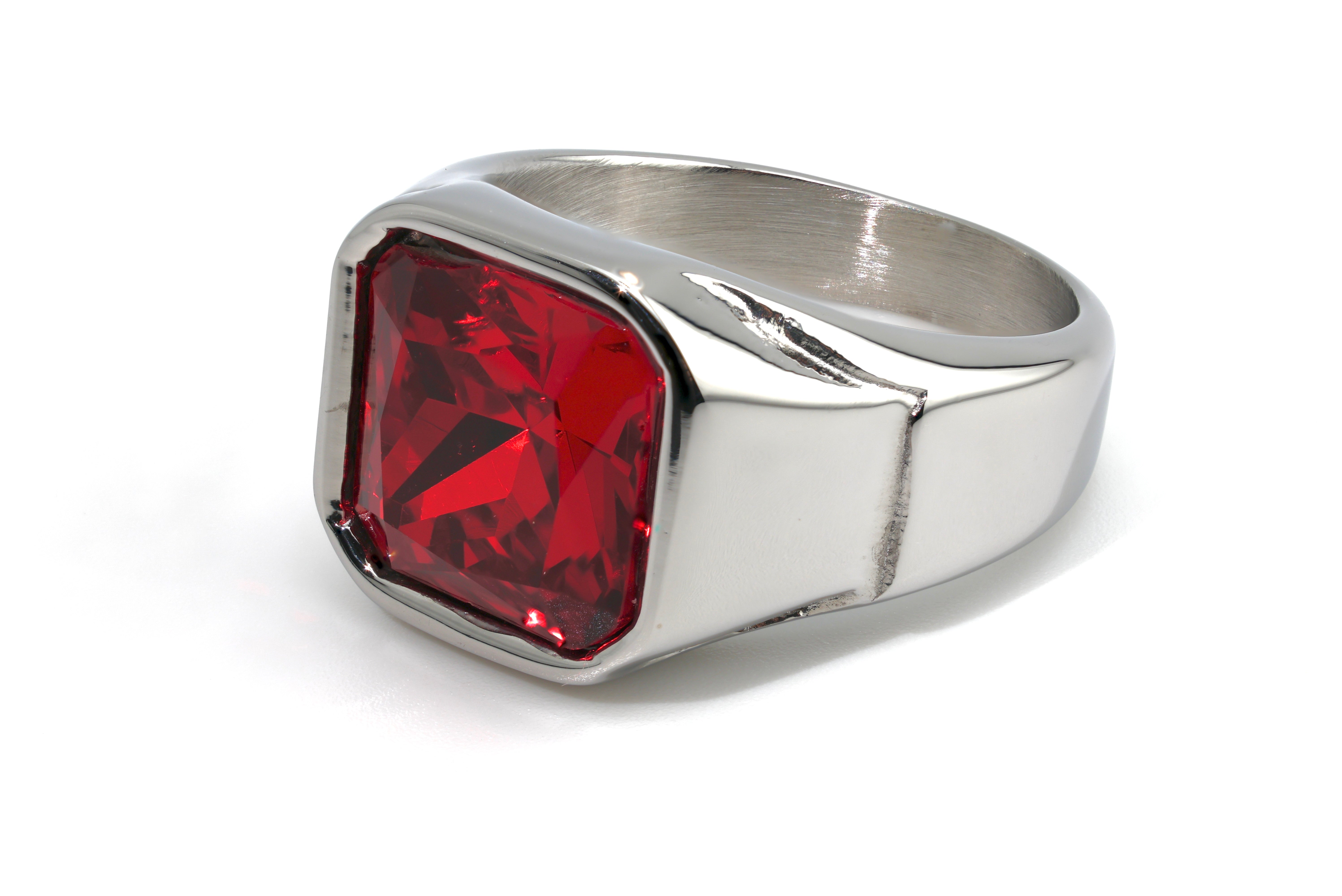 Chrome Red Signet Ring