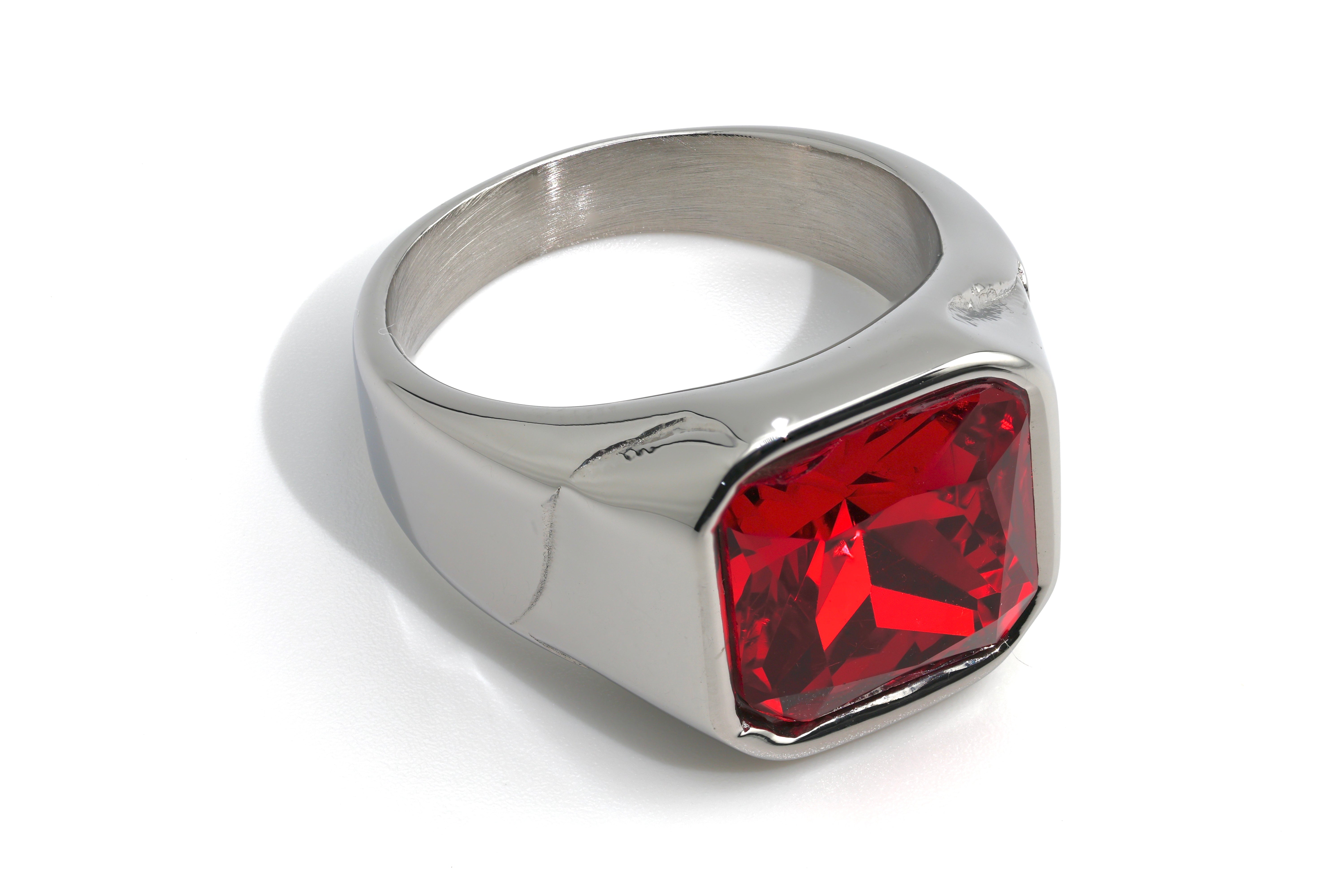 Chrome Red Signet Ring