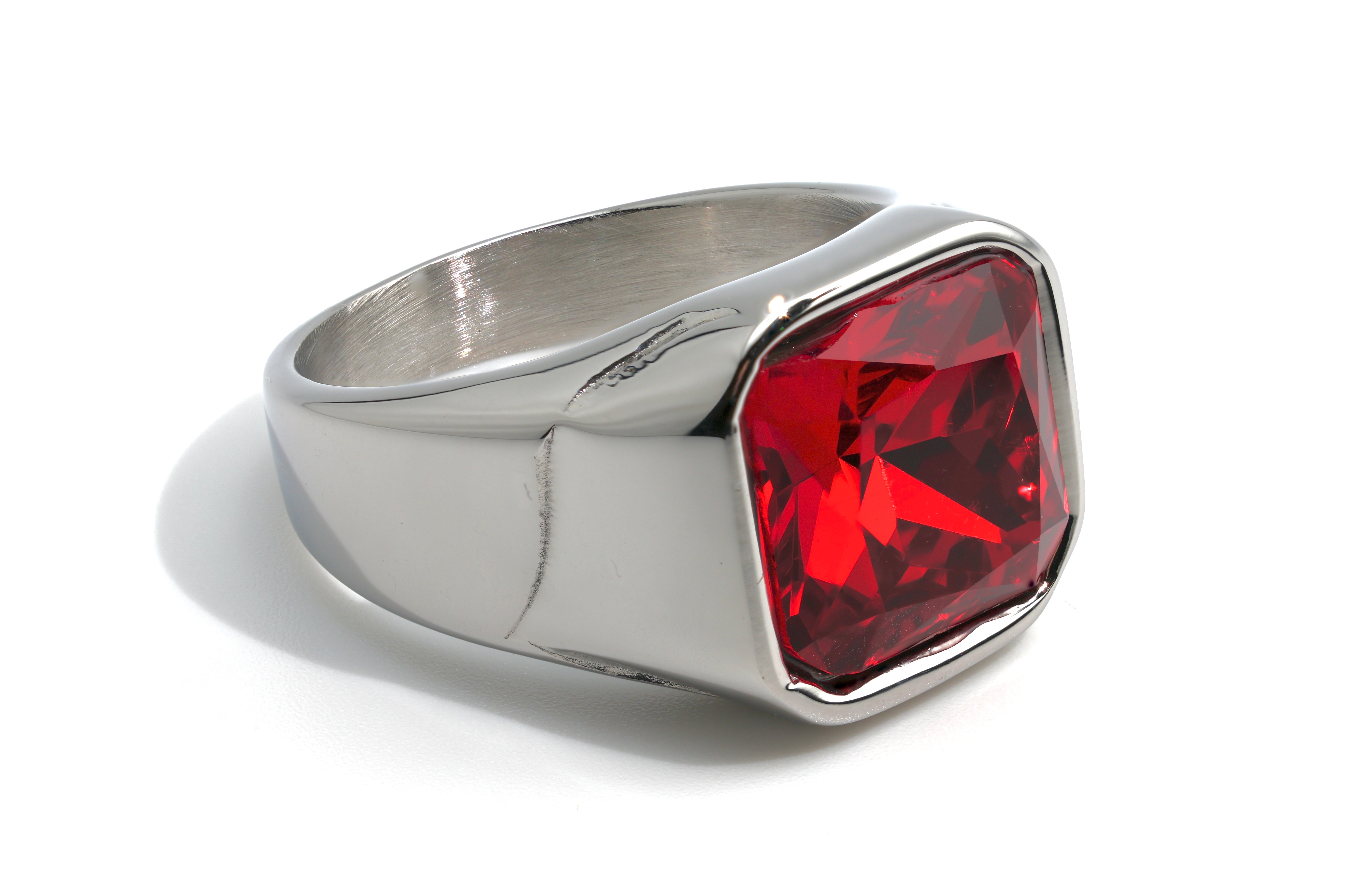 Chrome Red Signet Ring