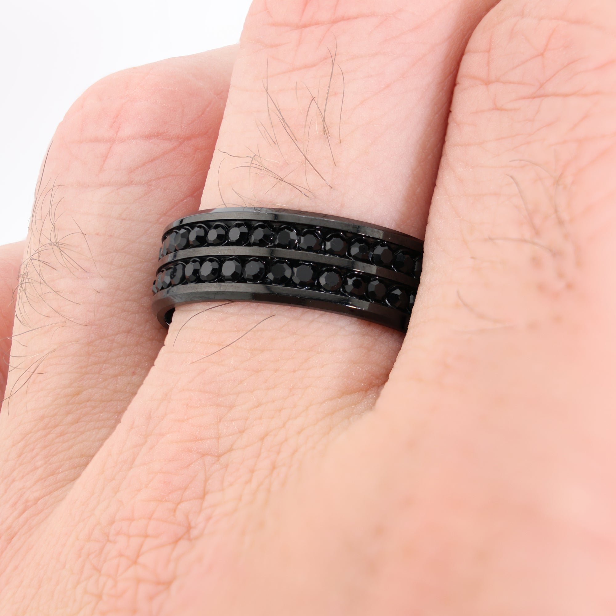 Obsidian Halo Ring